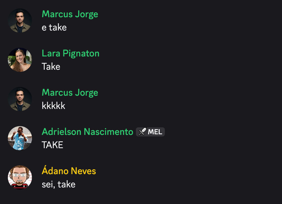 Alunos confirmando os takes